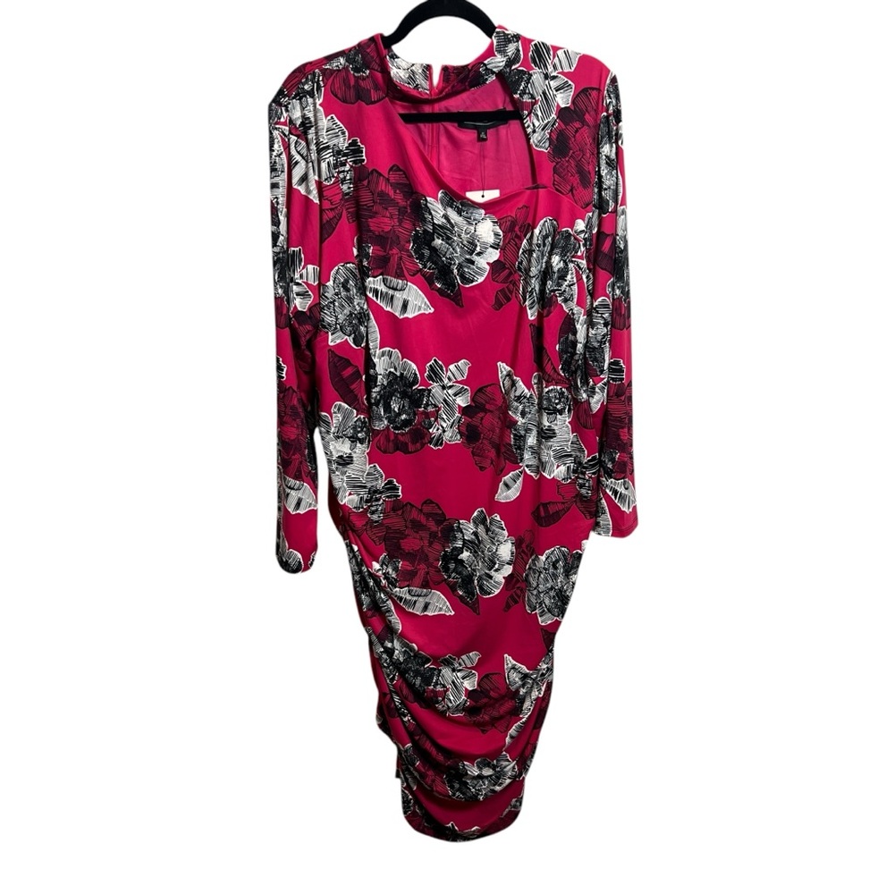 NWT ELOQUII 22 Pink Floral Ruched Bodycon Dress